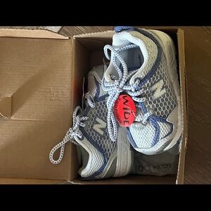 New Balance Kids' White and Blue Sneakers